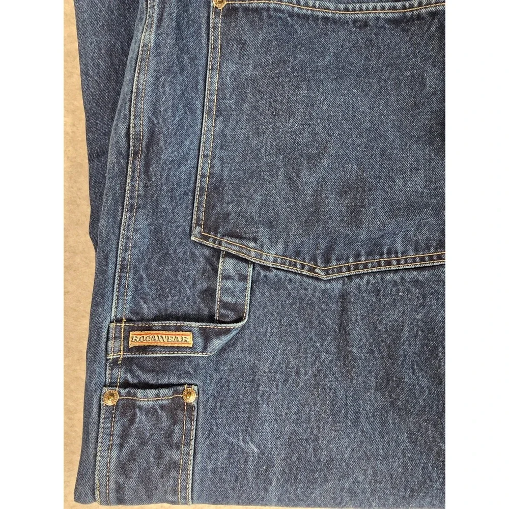 Rocawear Vintage Baggy Y2K Denim Jeans Men's Size 40x32 Logo Wide Leg Grunge
